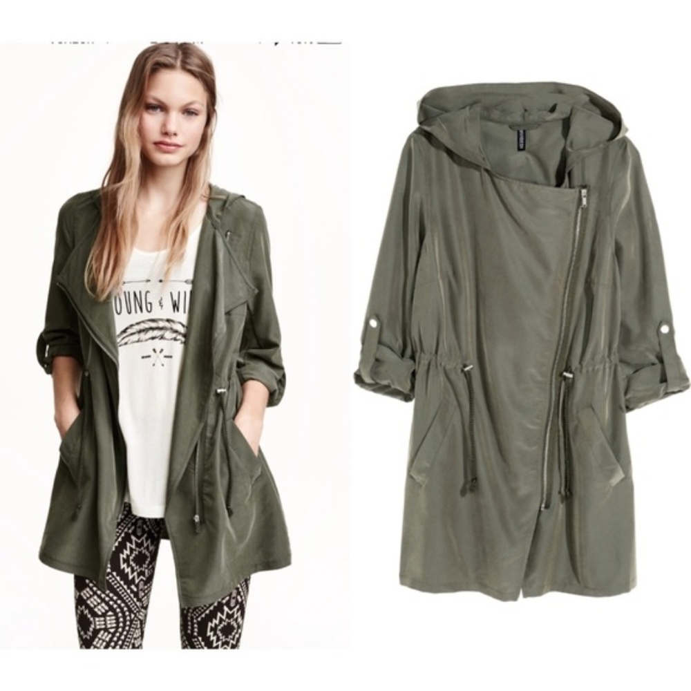 H&M Khaki Green Hooded Parka